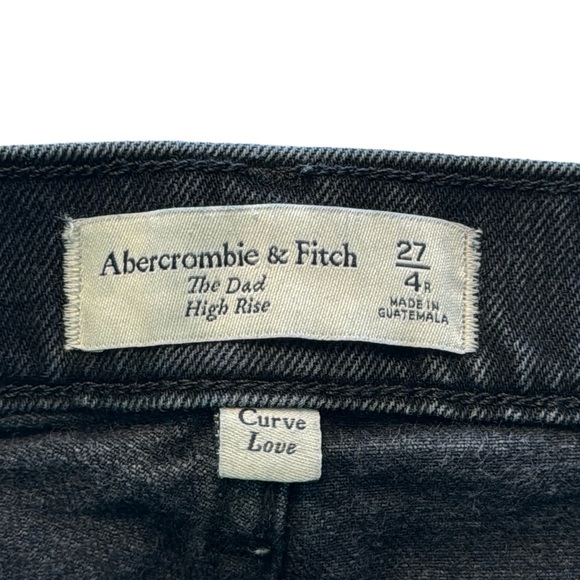 Abercrombie & Fitch Curve Love High Rise The Dad Jeans Size 4 Sunwashed Black - Picture 3 of 7
